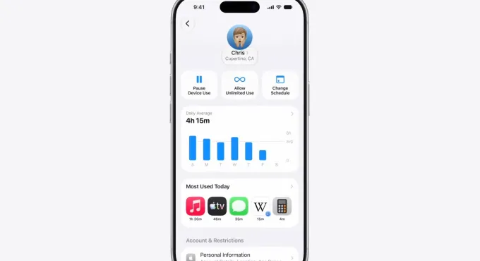 أدوات الرقابة الأبوية الجديدة من Apple، والتي تم عرضها خلال مؤتمر WWDC 2026